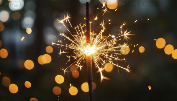 Celebratory New Year'S Eve Sparkler Burning Brightly And Bringing Joy To All In Attendance, AI