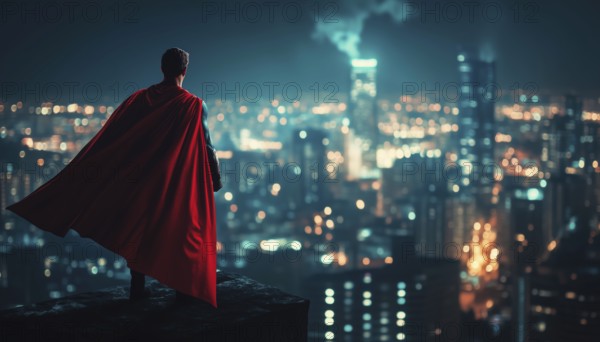 Vigilant Superhero Keeping Watch Over City During The Night To Ensure Safety And Protection For Its