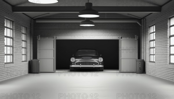 Discovering A Car Behind Opened Garage Doors - A Vehicle Can Be Seen After Opening The Garage Doors