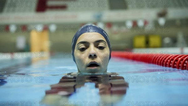 Turkish Paralympic champion swimmer Sevlay Öztürk trains in a swimming pool in Gaziantep, Türkiye,