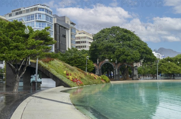 Impression around the Plaza de Espana of Santa Cruz de Tenerife, a city in Tenerife and capital of