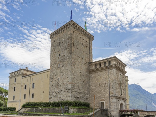 Scenery including a castle named Rocca di Riva in Riva del Garda located at Lake Garda in Northern
