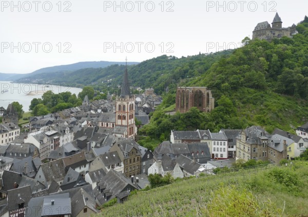 High angle scenery around Bacharach at the Middle Rhine in Germany