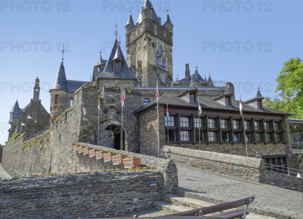 Impression of Cochem Imperial Castle at Moselle river in Rhineland-Palatinate, Germany, at summer
