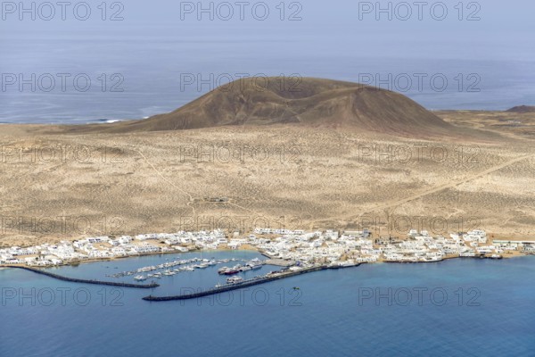 Aerial view of Graciosa Island in the Canary Islands of Spain
