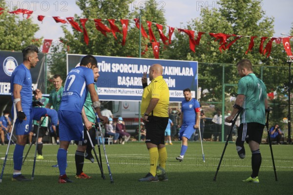 Football for the disabled amputees. The final match of amputee football between Sahinbey Belediye