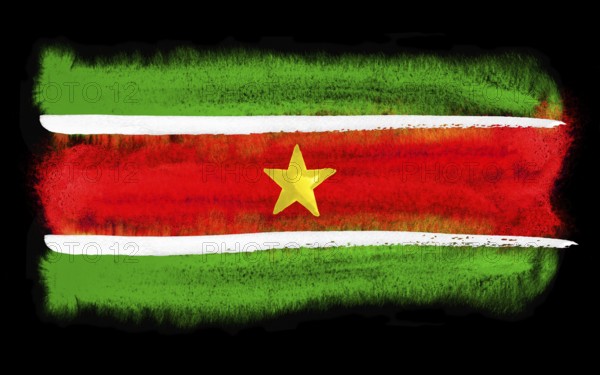 Watercolor illustration of the Suriname flag