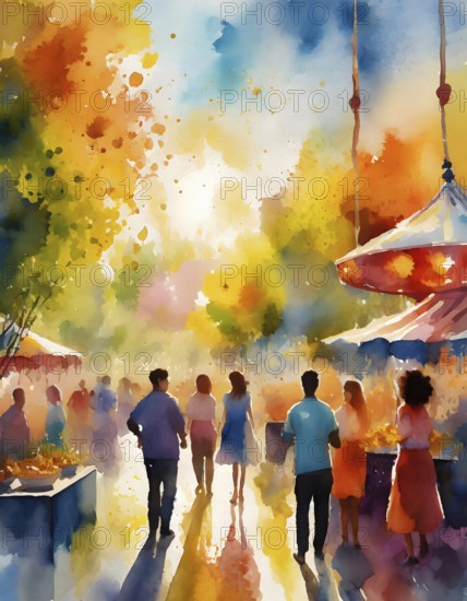 AI generated lifestyle theme showing an urban street party scenery with lots of people in