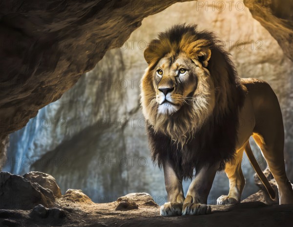 Visualization of the proverb The lion's den, standing for a dangerous or threatening place or