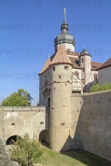 Idyllic scenery around the Marienberg Fortress near Wuerzburg in Franconia, a bavarian area in
