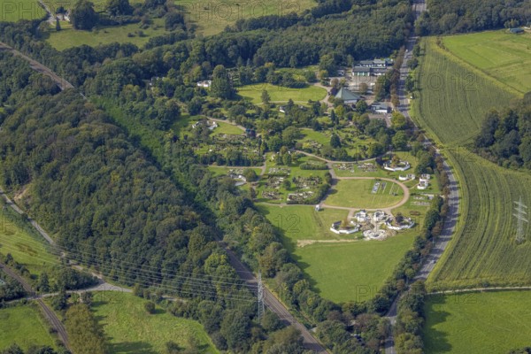 Aerial view, central cemetery in the district of Berge in Gevelsberg, Ruhr area, North