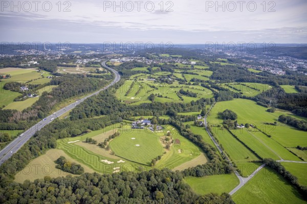 Aerial view, golf course Gut Berge in the district Berge in Gevelsberg, Ruhr area, North