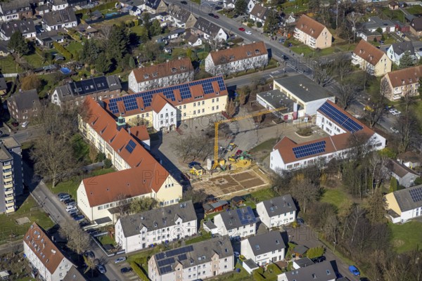 Aerial view, construction site at the Südparkschule, Brauck, Gladbeck, Ruhr area, North