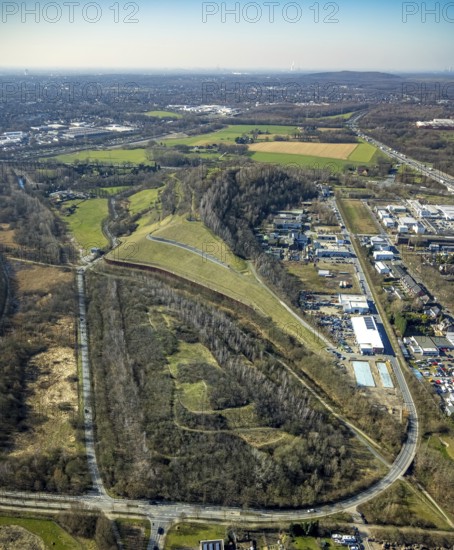 Aerial view, Moltke slagheap, industrial estate Europastrasse, Brauck, Gladbeck, Ruhr area, North