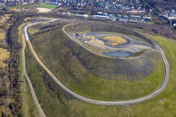 Aerial view, Mottbruchhalde, construction site for wind turbine, wind power plant, Brauck,