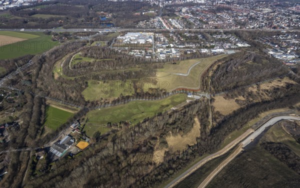 Aerial view, Moltke slagheap, industrial estate Europastrasse, Brauck, Gladbeck, Ruhr area, North