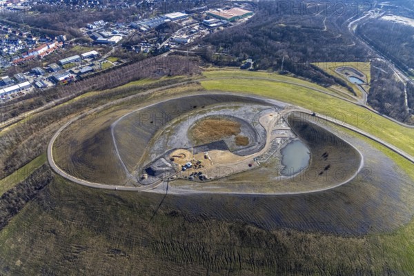 Aerial view, Mottbruchhalde, construction site for wind turbine, wind power plant, Brauck,