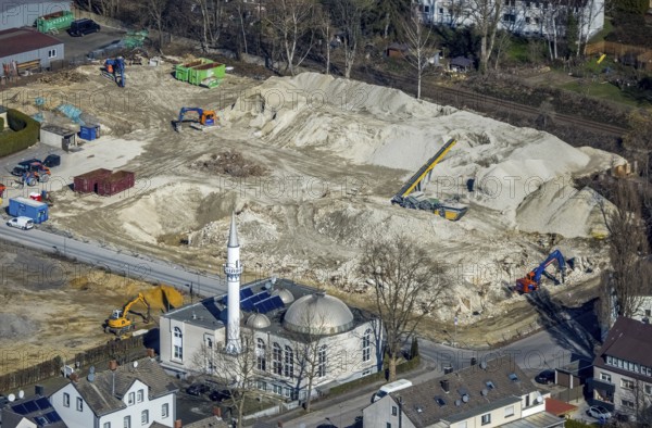 Aerial view, Mosque Türkisch-Islamischer KulturVerein e.V., Wielandstraße, construction site at the
