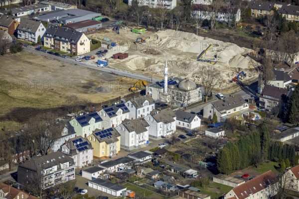 Aerial view, Mosque Türkisch-Islamischer KulturVerein e.V., Wielandstraße, construction site at the