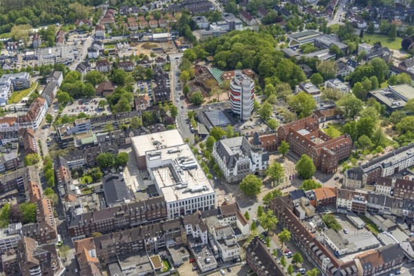 Aerial view, City Hall Gladbeck, Sparkasse Tower, Hoch10 office building, Viktoria-Quartier, city