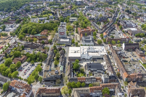 Aerial view, City Hall Gladbeck, Sparkasse Tower, Hoch10 office building, Viktoria-Quartier, city