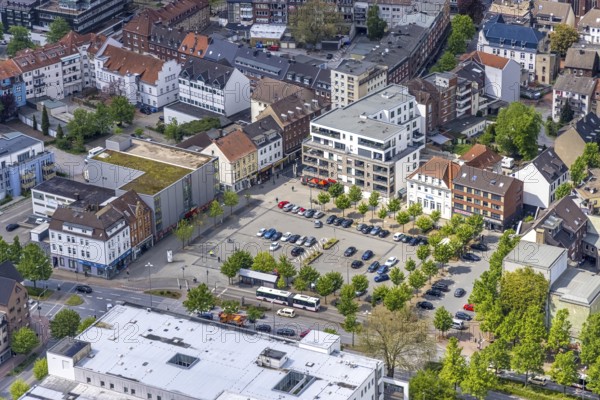 Aerial view, market place Gladbeck, Ruhr area, North Rhine-Westphalia, Germany, DE, Europe,