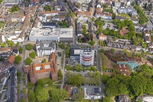 Aerial view, City Hall Gladbeck, Sparkasse Tower, Hoch10 office building, Viktoria-Quartier, city
