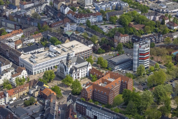 Aerial view, City Hall Gladbeck, Sparkasse Tower, Hoch10 office building, Viktoria-Quartier, city
