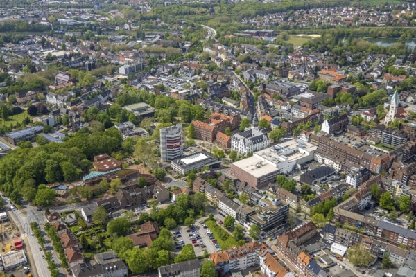 Aerial view, City Hall Gladbeck, Sparkasse Tower, Hoch10 office building, Viktoria-Quartier, city