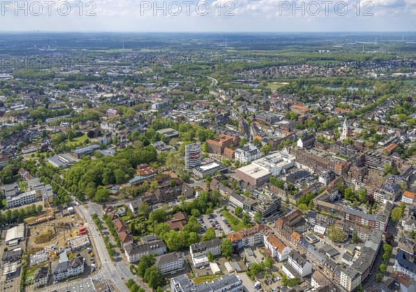 Aerial view, City Hall Gladbeck, Sparkasse Tower, Hoch10 office building, Viktoria-Quartier, city