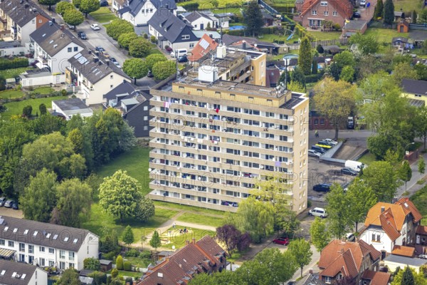 Aerial photo, high-rise building Steinstraße 72, Butendorf, Gladbeck, Ruhr area, North