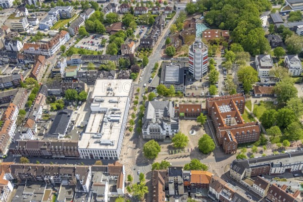 Aerial view, City Hall Gladbeck, Sparkasse Tower, Hoch10 office building, Viktoria-Quartier, city