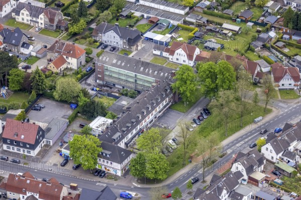 Aerial view, commercial centre Händelstraße, Zweckel, Gladbeck, Ruhr area, North Rhine-Westphalia,