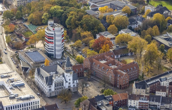Aerial view, City Hall and Stadtsparkasse Gladbeck high-rise building in Gladbeck, Ruhr area, North