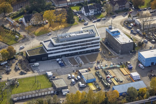 Aerial view, new construction of the administration building ELE Verteilnetz GmbH in Gladbeck, Ruhr