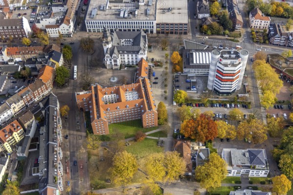Aerial view, City Hall and Stadtsparkasse Gladbeck high-rise building in Gladbeck, Ruhr area, North