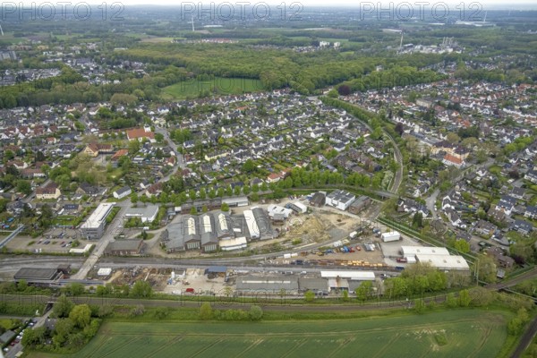 Aerial view, site view, construction site Werkstraße, former roundhouse, Rentfort, Gladbeck, Ruhr