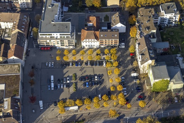Aerial view, market place in Gladbeck, Ruhr area, North Rhine-Westphalia, Germany, DE, Europe,