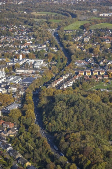 Aerial view, The Essener Straße federal road B224 in the district Butendorf in Gladbeck, Ruhr area,