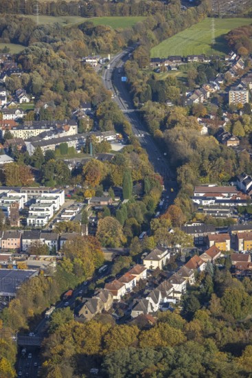 Aerial view, The Essener Straße federal road B224 in the district Butendorf in Gladbeck, Ruhr area,