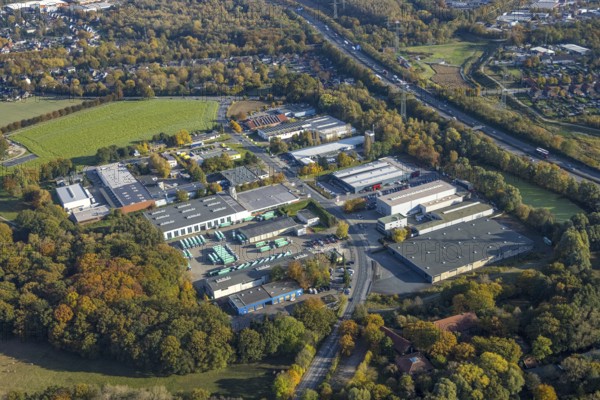 Aerial view, commercial area Hornstraße in the district Ellinghorst in Gladbeck, Ruhr area, North