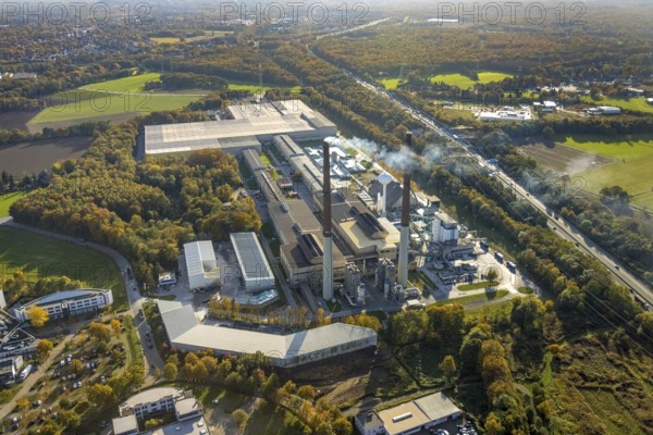 Aerial view, commercial area Am Wiesenbusch with Pilkington Deutschland AG Hegestraße at the