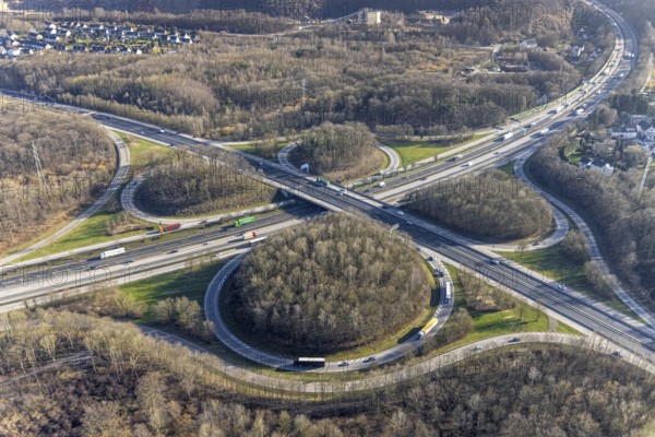 Aerial view, motorway junction Hagen, A45 and A46, Lennetal, Hagen, Ruhr area, North