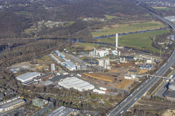 Aerial view, Bathey industrial estate, Hagen-Bathey printing and publishing centre, Funke newspaper