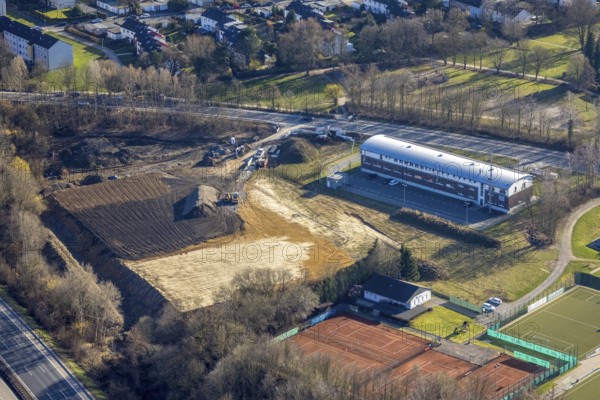 Aerial photo, construction site and volunteer fire brigade Hagen Eppenhausen, Emst, Hagen, Ruhr