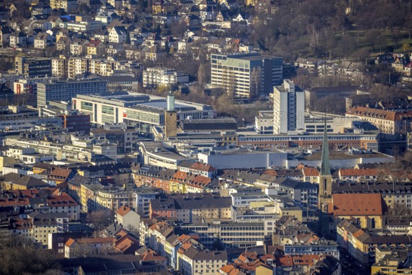 Aerial view, city centre view, Johanniskirche, Rathaus Galerie Hagen, Volme Galerie, town hall