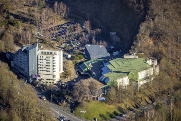 Aerial view, congress and event park civic hall Hagen, Mercure Hotel Hagen, central city, Hagen,