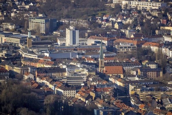 Aerial view, city centre view, Johanniskirche, Rathaus Galerie Hagen, Volme Galerie, town hall