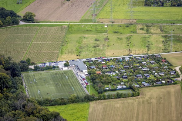 Aerial view, sports field SC Berchum / Garenfeld and allotment garden association Garenfeld in the