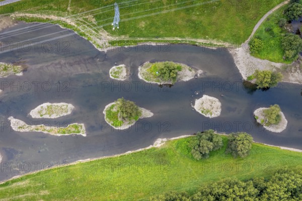 Aerial photo, renaturalisation measure river Lenne and Lenneauen in the district Lennetal in Hagen,
